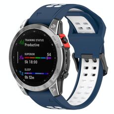 Per Garmin TACTIX 7 cinturino in silicone bicolore con fibbia inversa da 26 mm (blu+bianco)