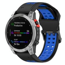 Per Garmin Enduro 2 cinturino in silicone bicolore con fibbia inversa da 26 mm (nero + blu)