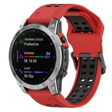 Per Garmin Enduro 2 cinturino in silicone bicolore con fibbia inversa da 26 mm (rosso+nero)