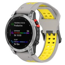 Per Garmin Enduro 2 cinturino in silicone bicolore con fibbia inversa da 26 mm (grigio+giallo)