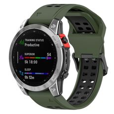 Per Garmin Enduro 2 cinturino in silicone bicolore con fibbia inversa da 26 mm (verde militare + nero)