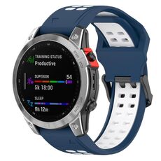 Per Garmin Enduro 2 cinturino in silicone bicolore con fibbia inversa da 26 mm (blu + bianco)