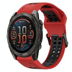 Per Garmin Fenix ​​8 AMOLED 51mm cinturino in silicone bicolore con fibbia inversa 26mm (rosso+nero)