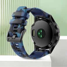 Per Garmin Fenix ​​8 MIP 47mm Camouflage 22mm Cinturino in silicone (blu mimetico)