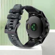 Per Garmin Fenix ​​E 47mm Camouflage 22mm Cinturino in silicone (Camouflage Nero)