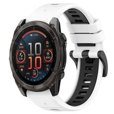 Per Garmin Fenix ​​8 AMOLED 47mm Sportivo Cinturino in silicone bicolore 22mm (bianco+nero)