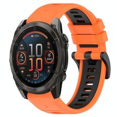 Per Garmin Fenix ​​8 AMOLED 47mm Sportivo Cinturino in silicone bicolore 22mm (arancione+nero)