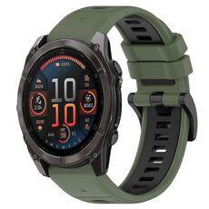 Per Garmin Fenix ​​8 AMOLED 47mm Sports cinturino in silicone bicolore da 22mm (verde oliva+nero)