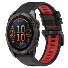 Per Garmin Fenix ​​8 AMOLED 47mm Sportivo Cinturino in silicone bicolore 22mm (nero+rosso)