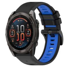 Per Garmin Fenix ​​8 AMOLED 47mm Sportivo Cinturino in silicone bicolore 22mm (nero+blu)