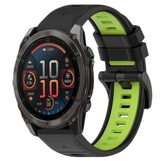 Per Garmin Fenix ​​8 AMOLED 47mm Sports cinturino in silicone bicolore da 22mm (nero+verde lime)