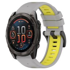 Per Garmin Fenix ​​8 AMOLED 47mm Sportivo Cinturino in silicone bicolore 22mm (grigio+giallo)