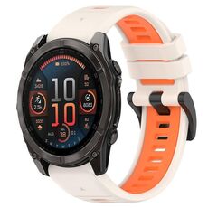 Per Garmin Fenix ​​8 AMOLED 47mm Sportivo Cinturino in silicone bicolore 22mm (Starlight+arancione)