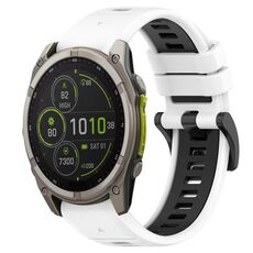 Per Garmin Fenix ​​8 MIP 47mm Cinturino sportivo bicolore in silicone da 22mm (bianco+nero)