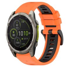 Per Garmin Fenix ​​8 MIP 47mm Cinturino sportivo bicolore in silicone da 22mm (arancione+nero)