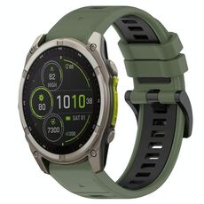 Per Garmin Fenix ​​8 MIP 47mm Sports cinturino in silicone bicolore da 22mm (verde oliva+nero)