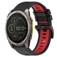 Per Garmin Fenix ​​8 MIP 47mm Cinturino sportivo bicolore in silicone da 22mm (nero+rosso)