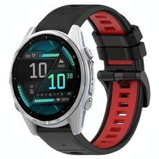 Per Garmin Fenix ​​8 AMOLED 43mm Sportivo Cinturino in silicone bicolore 20mm (nero+rosso)