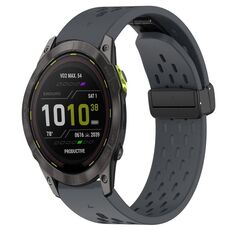 Per Garmin Enduro 3 Hole Folding Buckle 26mm Cinturino in silicone (grigio scuro)