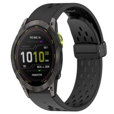 Per Garmin Enduro 3 Hole Folding Buckle 26mm Cinturino in silicone (nero)