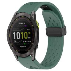 Per Garmin Enduro 3 Hole Folding Buckle 26mm Cinturino in silicone per orologio (verde scuro)