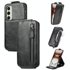Per Samsung Galaxy S24 FE 5G Custodia in pelle con cerniera e flip verticale (nero)