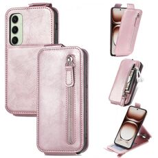 Per Samsung Galaxy S24 FE 5G Custodia in pelle con cerniera e flip verticale (rosa)