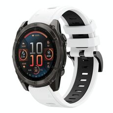 Per Garmin Fenix ​​8 AMOLED 47mm Sportivo Cinturino in silicone bicolore 22mm (bianco+retro)