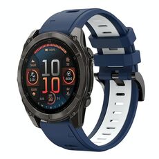 Per Garmin Fenix ​​8 AMOLED 47mm Sportivo Cinturino in silicone bicolore 22mm (blu notte+bianco)