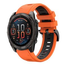 Per Garmin Fenix ​​8 AMOLED 47mm Sportivo Cinturino in silicone bicolore 22mm (arancione+nero)