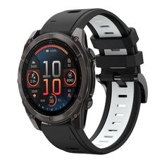 Per Garmin Fenix ​​8 AMOLED 47mm Sportivo Cinturino in silicone bicolore 22mm (nero+bianco)