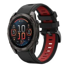 Per Garmin Fenix ​​8 AMOLED 47mm Sportivo Cinturino in silicone bicolore 22mm (nero+rosso)