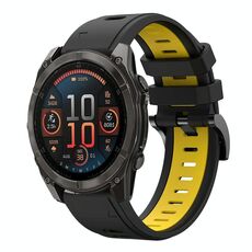 Per Garmin Fenix ​​8 AMOLED 47mm Sportivo Cinturino in silicone bicolore 22mm (nero+giallo)