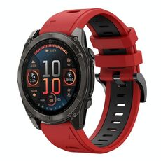Per Garmin Fenix ​​8 AMOLED 47mm Sportivo Cinturino in silicone bicolore 22mm (rosso+nero)