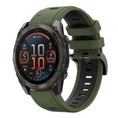 Per Garmin Fenix ​​8 AMOLED 47mm Sportivo Cinturino in silicone bicolore 22mm (verde militare+nero)