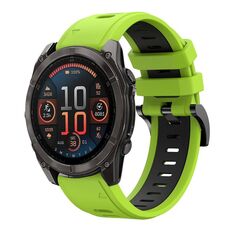 Per Garmin Fenix ​​8 AMOLED 47mm Sportivo Cinturino in silicone bicolore 22mm (Lime+Nero)