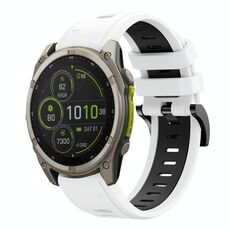 Per Garmin Fenix ​​8 MIP 47mm Sports Cinturino in silicone bicolore da 22mm (bianco+retro)
