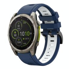Per Garmin Fenix ​​8 MIP 47mm Sports cinturino in silicone bicolore da 22mm (blu notte+bianco)