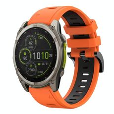 Per Garmin Fenix ​​8 MIP 47mm Sportivo Cinturino in silicone bicolore 22mm (arancione+nero)