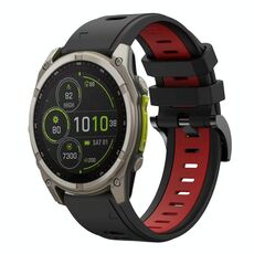 Per Garmin Fenix ​​8 MIP 47mm Sportivo Cinturino in silicone bicolore 22mm (nero+rosso)