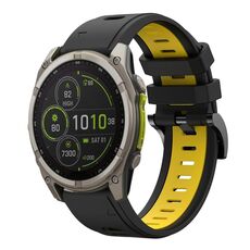 Per Garmin Fenix ​​8 MIP 47mm Sportivo Cinturino in silicone bicolore 22mm (nero+giallo)