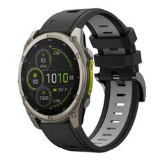 Per Garmin Fenix ​​8 MIP 47mm Sports cinturino in silicone bicolore 22mm (nero+grigio)