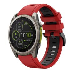 Per Garmin Fenix ​​8 MIP 47mm Sportivo Cinturino in silicone bicolore 22mm (rosso+nero)