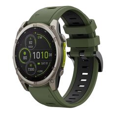 Per Garmin Fenix ​​8 MIP 47mm Sports cinturino in silicone bicolore da 22mm (verde militare+nero)