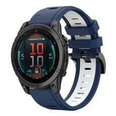 Per Garmin Fenix ​​E 47mm Sports cinturino in silicone bicolore da 22mm (blu notte+bianco)