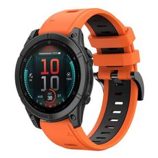 Per Garmin Fenix ​​E 47mm Sports cinturino in silicone bicolore da 22mm (arancione+nero)