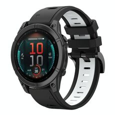 Per Garmin Fenix ​​E 47mm Sports Cinturino in silicone bicolore da 22mm (nero+bianco)