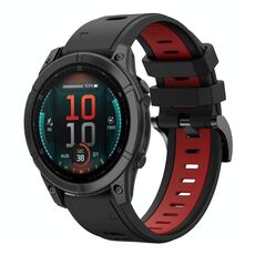 Per Garmin Fenix ​​E 47mm Sports Cinturino in silicone bicolore da 22mm (nero+rosso)
