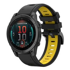 Per Garmin Fenix ​​E 47mm Sports Cinturino in silicone bicolore da 22mm (nero+giallo)