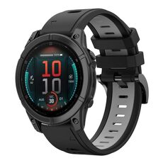 Per Garmin Fenix ​​E 47mm Sports cinturino in silicone bicolore da 22mm (nero+grigio)